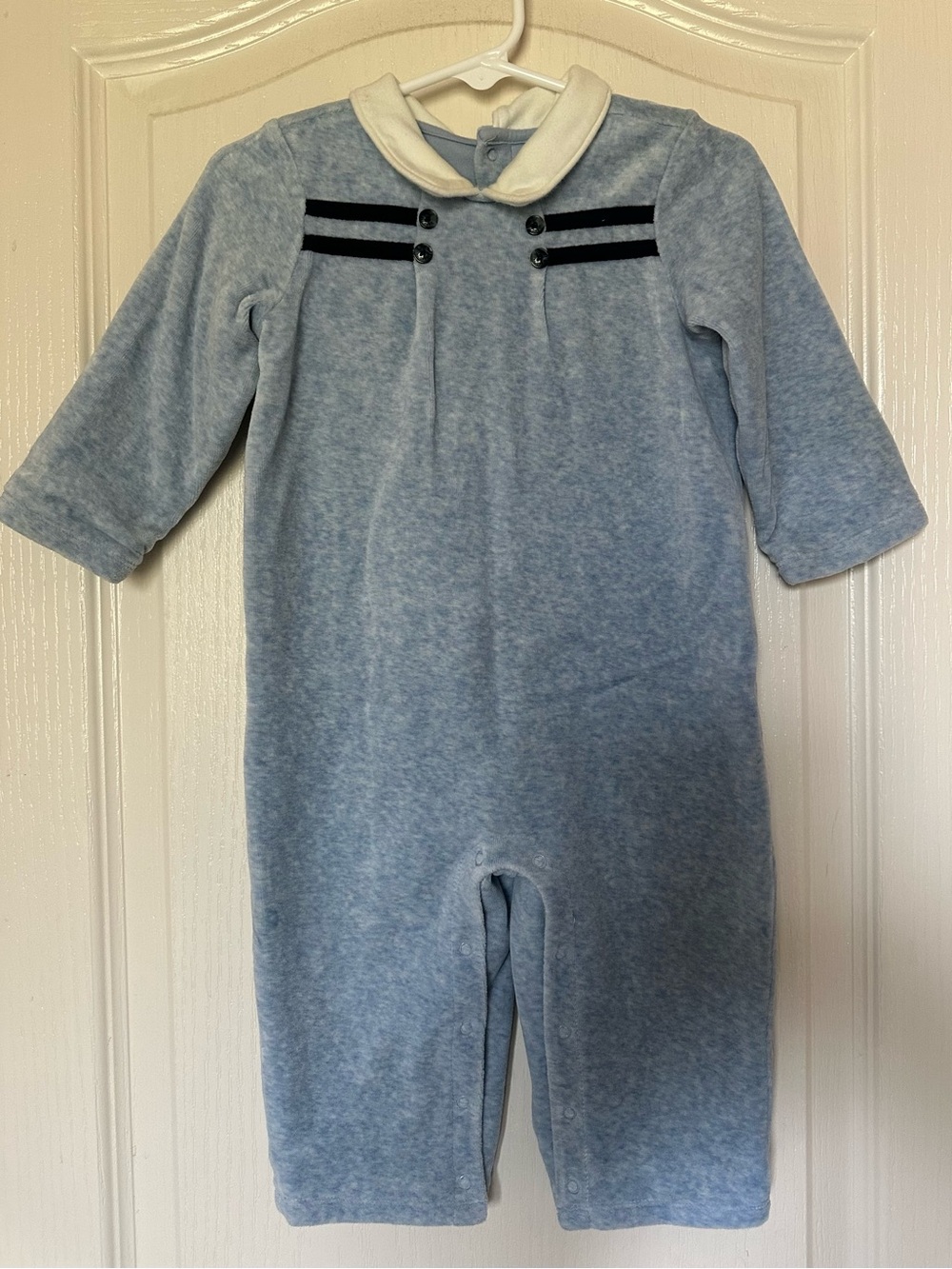 Janie and Jack Baby Boy Blue Velour Romper One Piece 12โ18 Months